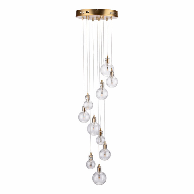 Dar Lighting Dita 10 Light Cluster Pendant Brass & Glass • DIT2342
