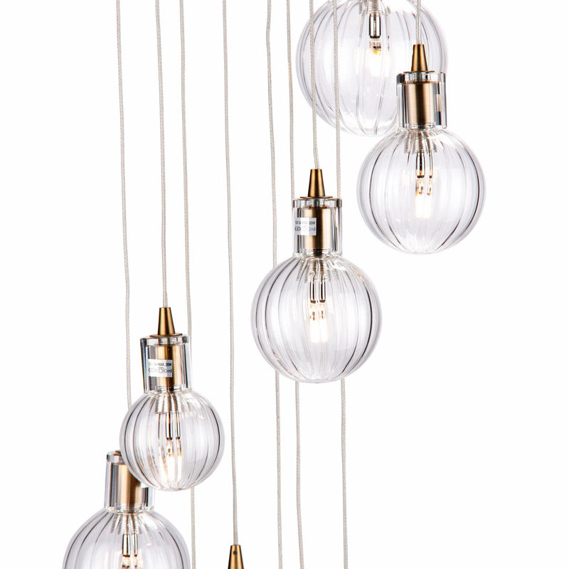 Dar Lighting Dita 10 Light Cluster Pendant Brass & Glass • DIT2342