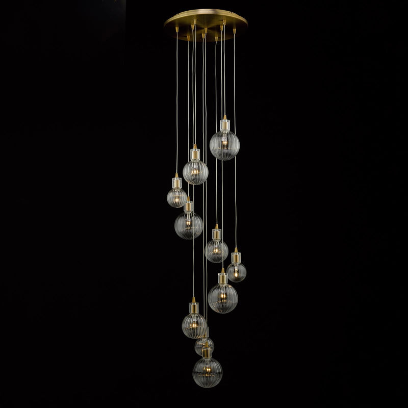 Dar Lighting Dita 10 Light Cluster Pendant Brass & Glass • DIT2342