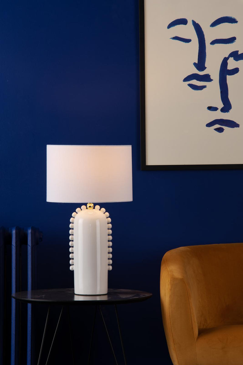 Dar Lighting Dolce Table Lamp White Ceramic With Shade • DOL4202