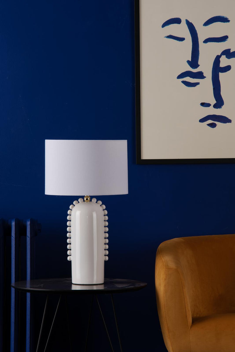 Dar Lighting Dolce Table Lamp White Ceramic With Shade • DOL4202