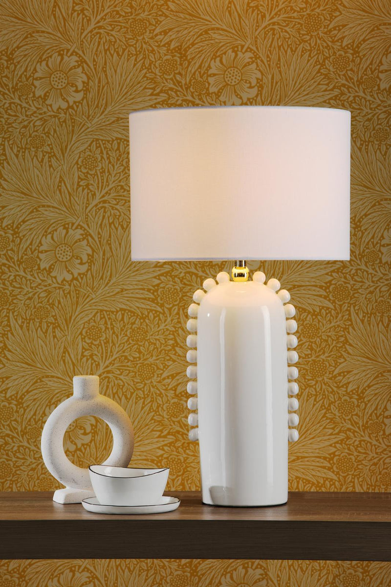 Dar Lighting Dolce Table Lamp White Ceramic With Shade • DOL4202