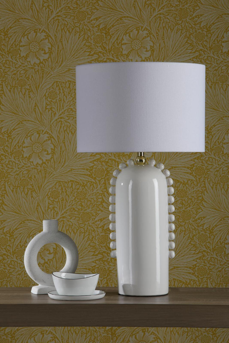 Dar Lighting Dolce Table Lamp White Ceramic With Shade • DOL4202
