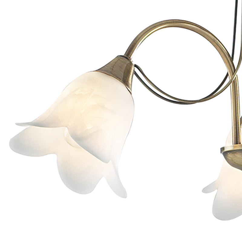 Dar Lighting Doublet 3 Light Semi Flush Antique Brass complete with Alabaster Glass • DOU0375