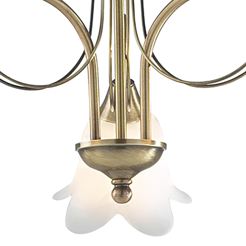 Dar Lighting Doublet 3 Light Semi Flush Antique Brass complete with Alabaster Glass • DOU0375