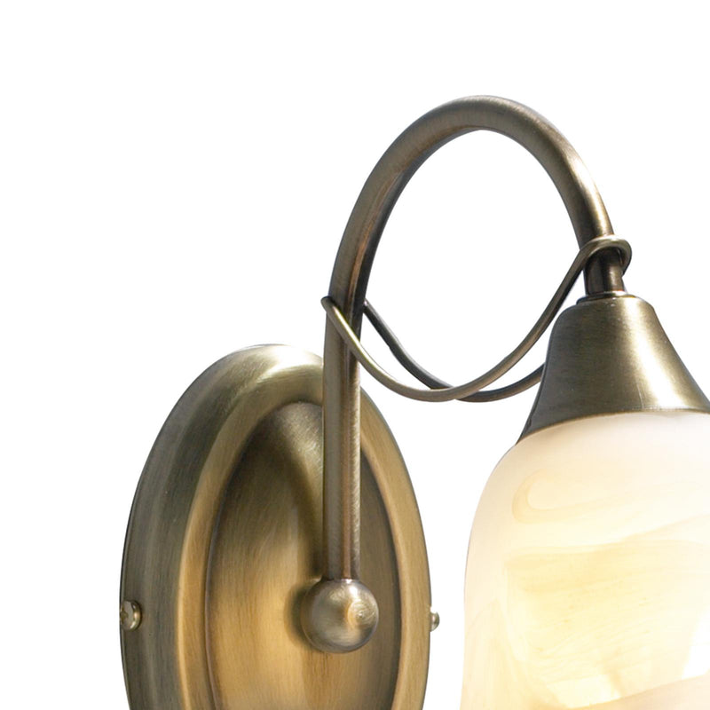 Dar Lighting Doublet Wall Light Antique Brass Alabaster Glass • DOU0775