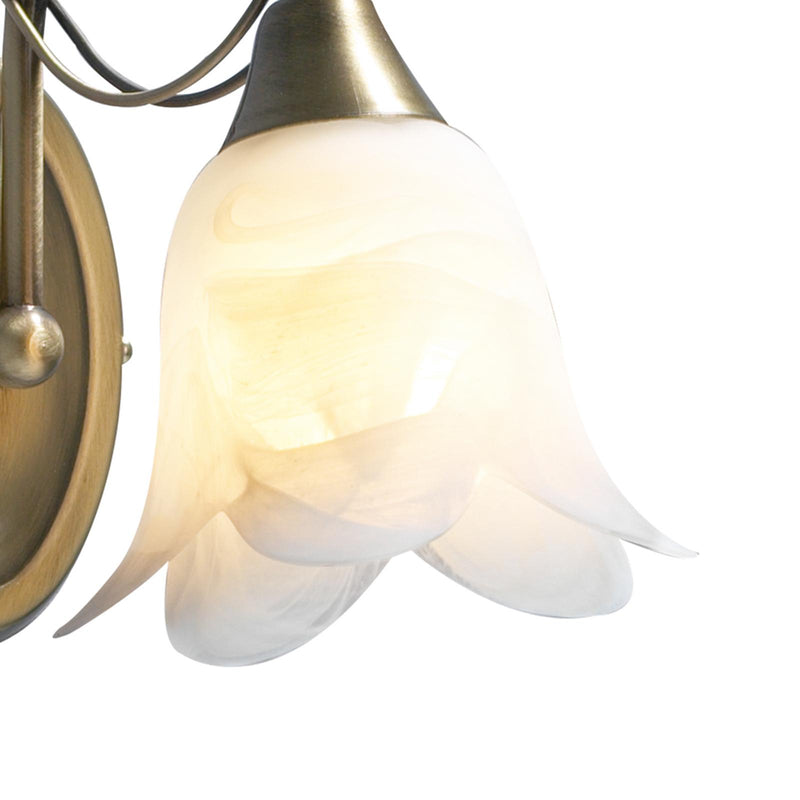 Dar Lighting Doublet Wall Light Antique Brass Alabaster Glass • DOU0775