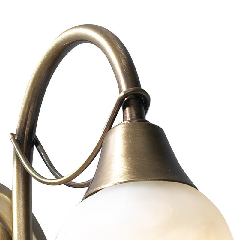 Dar Lighting Doublet Double Wall Bracket Antique Brass complete with Alabaster Glass • DOU0975