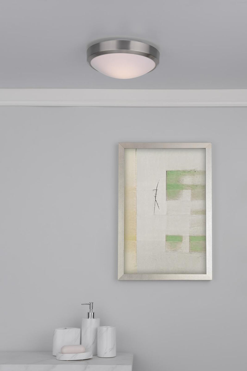 Dar Lighting Dover Bathroom Flush Satin Chrome White Acrylic IP44  • DOV5246