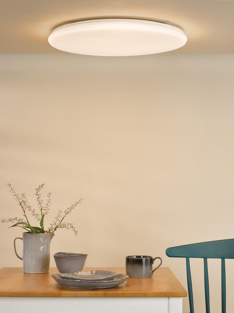 Dar Lighting Duena Flush White Frosted Acrylic LED • DUE482