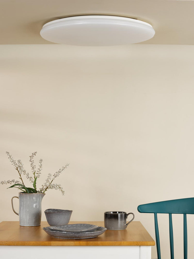 Dar Lighting Duena Flush White Frosted Acrylic LED • DUE482