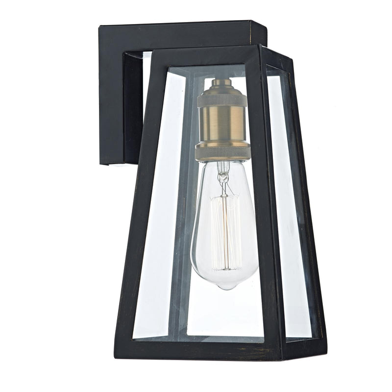 Dar Lighting Duval Outdoor Wall Light Black Glass IP43 • DUV1522
