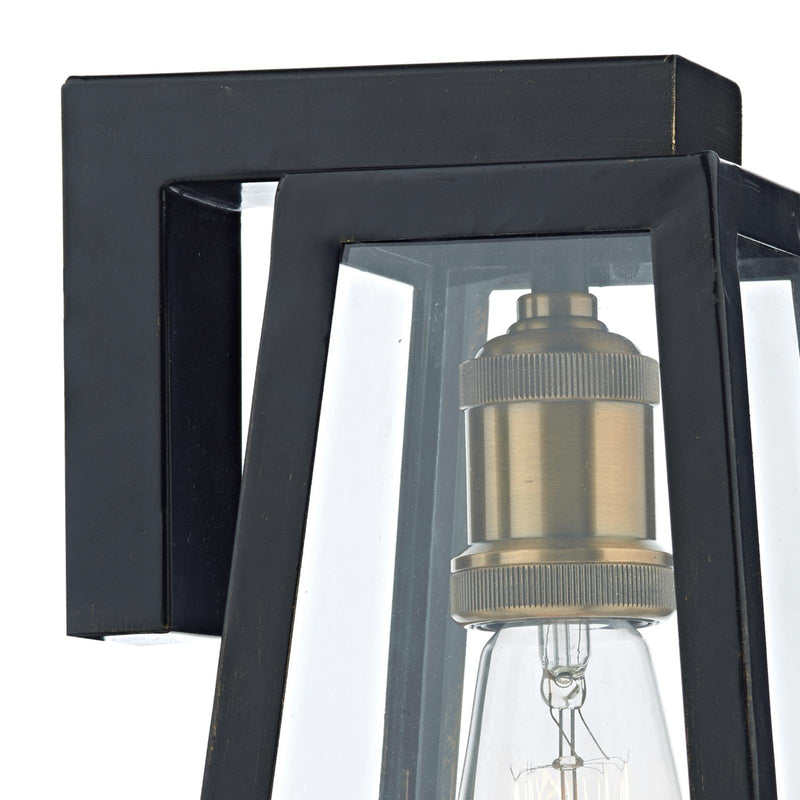 Dar Lighting Duval Outdoor Wall Light Black Glass IP43 • DUV1522