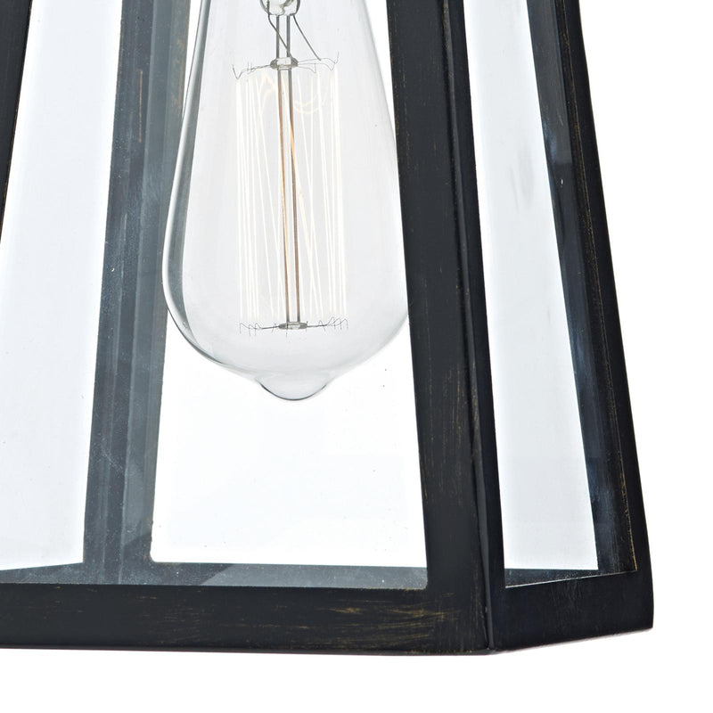 Dar Lighting Duval Outdoor Wall Light Black Glass IP43 • DUV1522