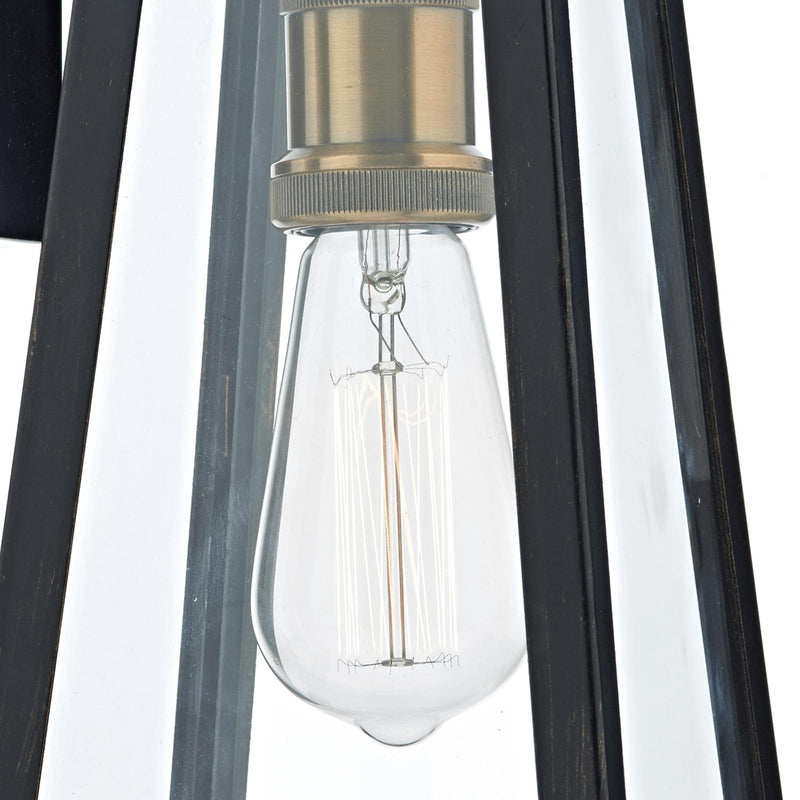 Dar Lighting Duval Outdoor Wall Light Black Glass IP43 • DUV1522