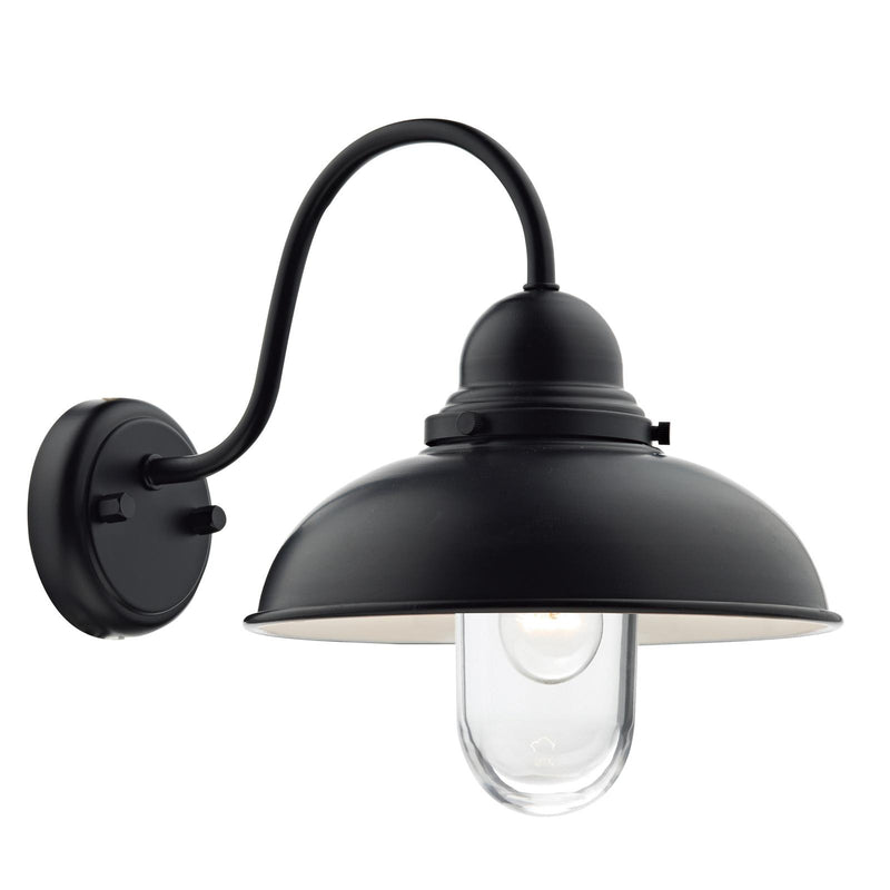 Dar Lighting Dynamo Outdoor Wall Light Matt Black Glass IP44 • DYN0722