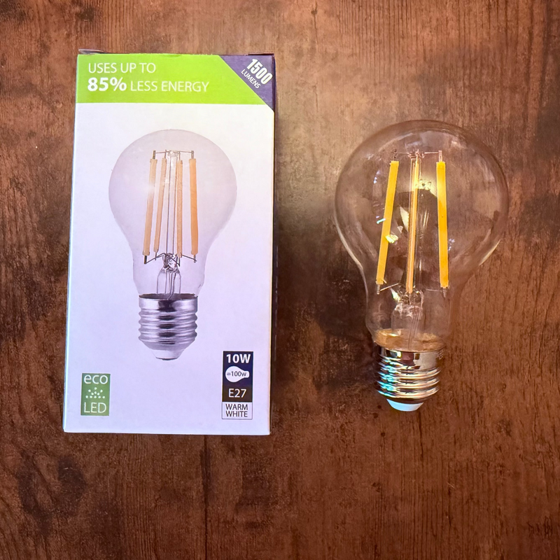 Searchlight Classic LED GLS E27 Dimmable 10W = 100w 2700K Warm White, 1500lm, Clear Finish • L3905-10WW