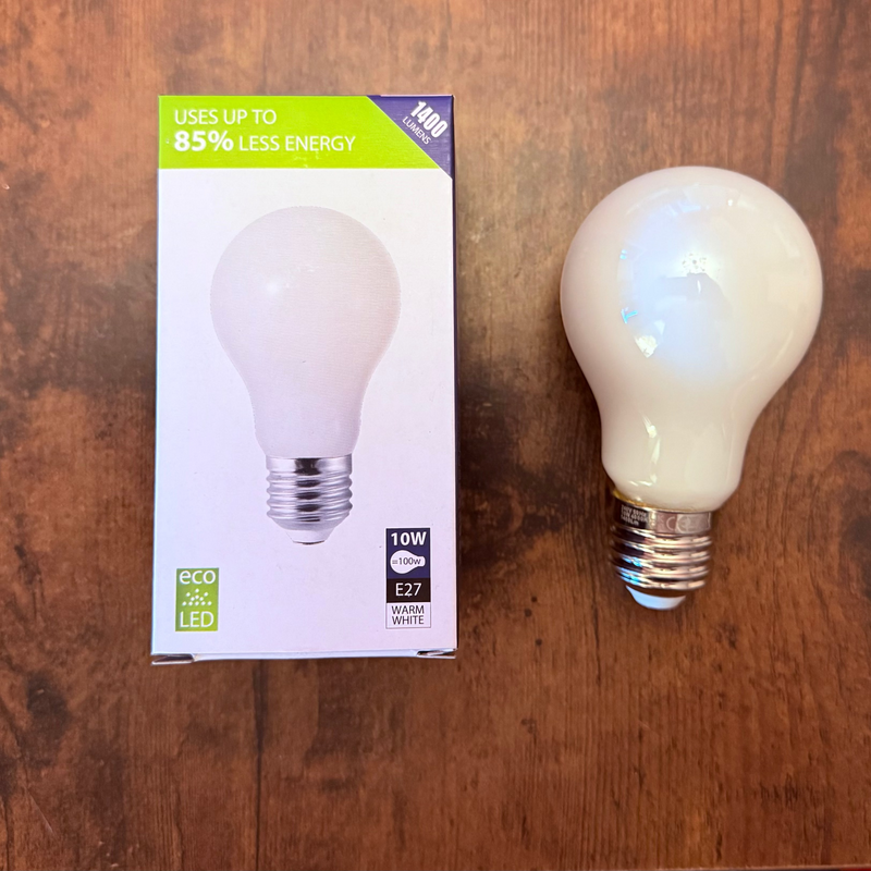 Searchlight Classic LED GLS E27 Dimmable 10W = 100w  2700K Warm White, 1400lm, Opal Finish • L4905-10WW