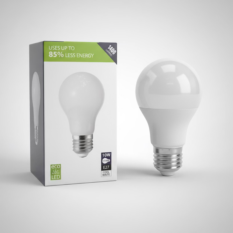 Searchlight Classic LED GLS E27 Dimmable 10W = 100w 4000K Cool White, 1400lm, Opal Finish • L4905-10CW