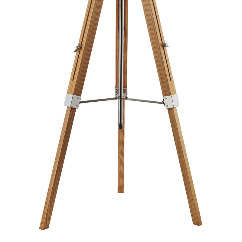 Dar Lighting Easel Floor Lamp Light Wood and Polished Chrome With Shade • EAS4943-PYR182