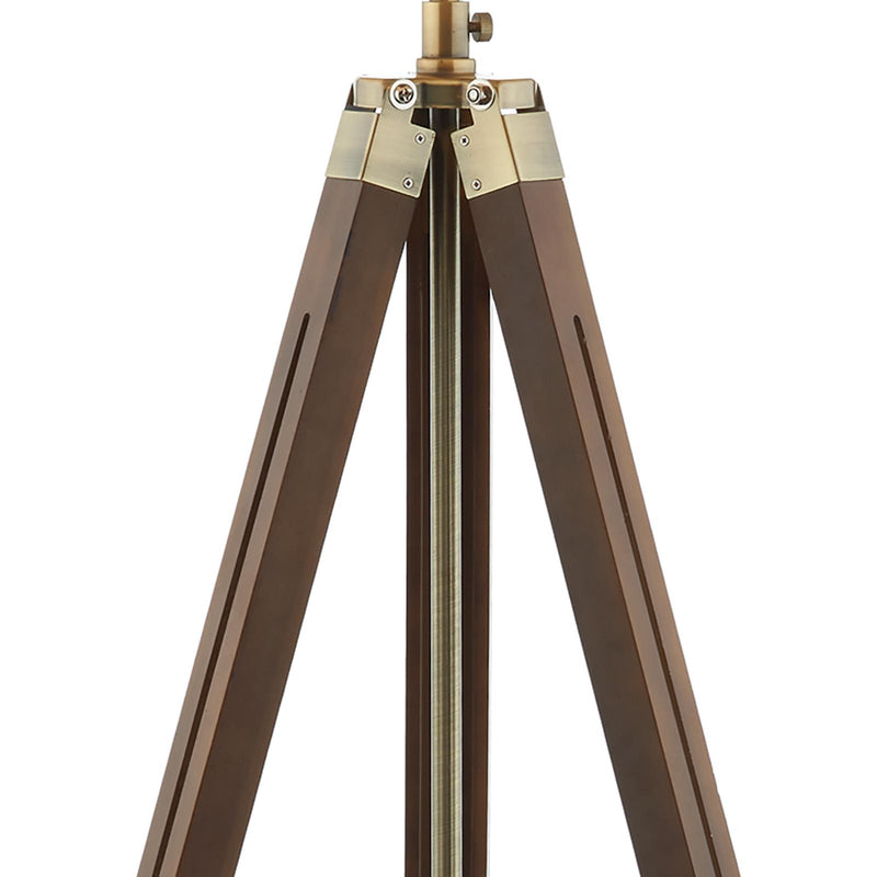 Dar Lighting Easel Floor Lamp Dark Wood and Antique Brass With Shade • EAS4947-PYR182