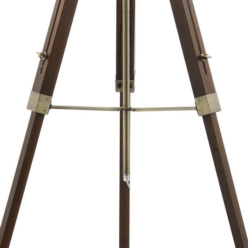 Dar Lighting Easel Floor Lamp Dark Wood and Antique Brass With Shade • EAS4947-PYR182