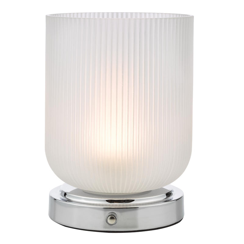 Dar Lighting Echo Rechargeable Table Lamp Polished Chrome and Ribbed Glass LED • ECH4150