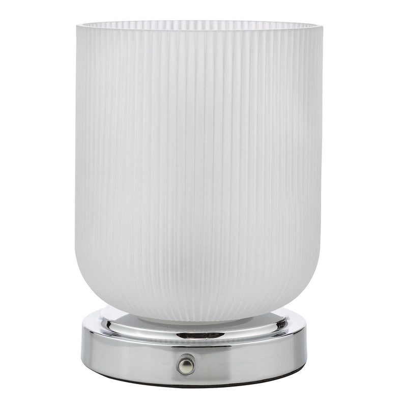 Dar Lighting Echo Rechargeable Table Lamp Polished Chrome and Ribbed Glass LED • ECH4150