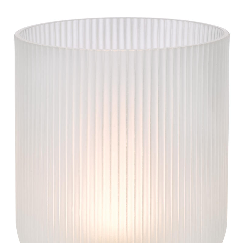 Dar Lighting Echo Rechargeable Table Lamp Polished Chrome and Ribbed Glass LED • ECH4150