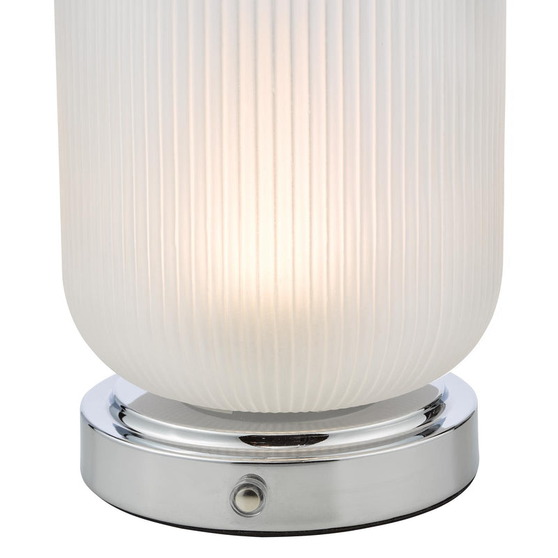Dar Lighting Echo Rechargeable Table Lamp Polished Chrome and Ribbed Glass LED • ECH4150