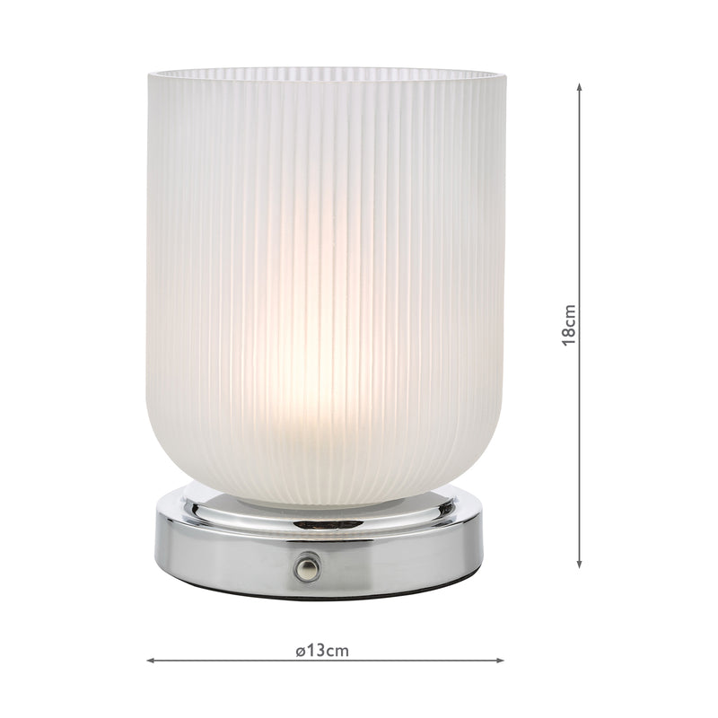 Dar Lighting Echo Rechargeable Table Lamp Polished Chrome and Ribbed Glass LED • ECH4150