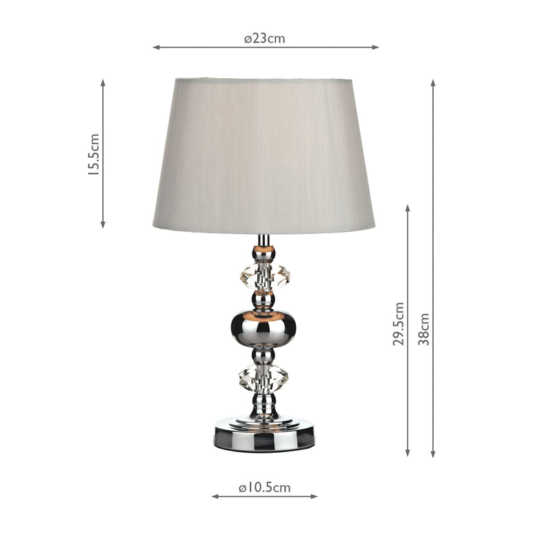 Dar Lighting Edith Touch Table Lamp Polished Chrome with Shade • EDI4150