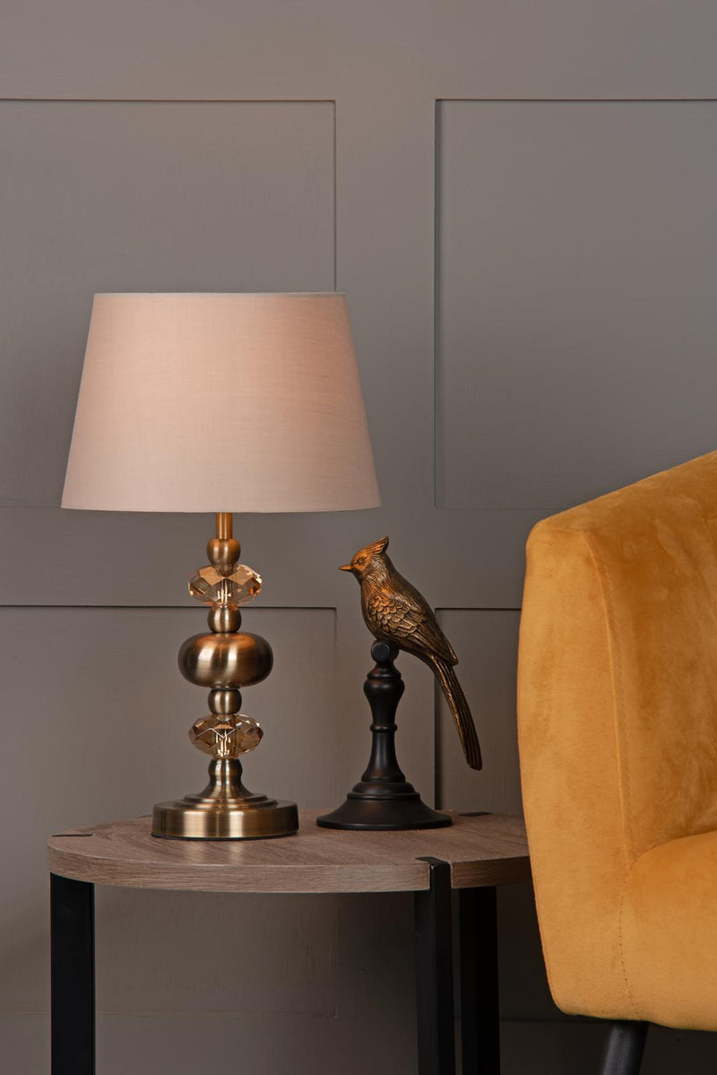 Dar Lighting Edith Touch Table Lamp Antique Brass complete with Shade  • EDI4175