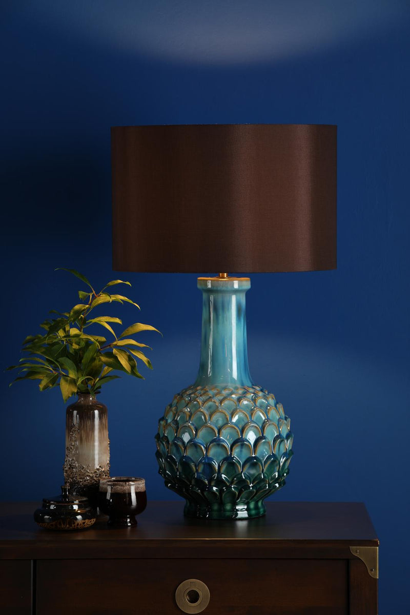 Dar Lighting Edlyn Table Lamp Blue With Shade • EDL4223-VOY1422