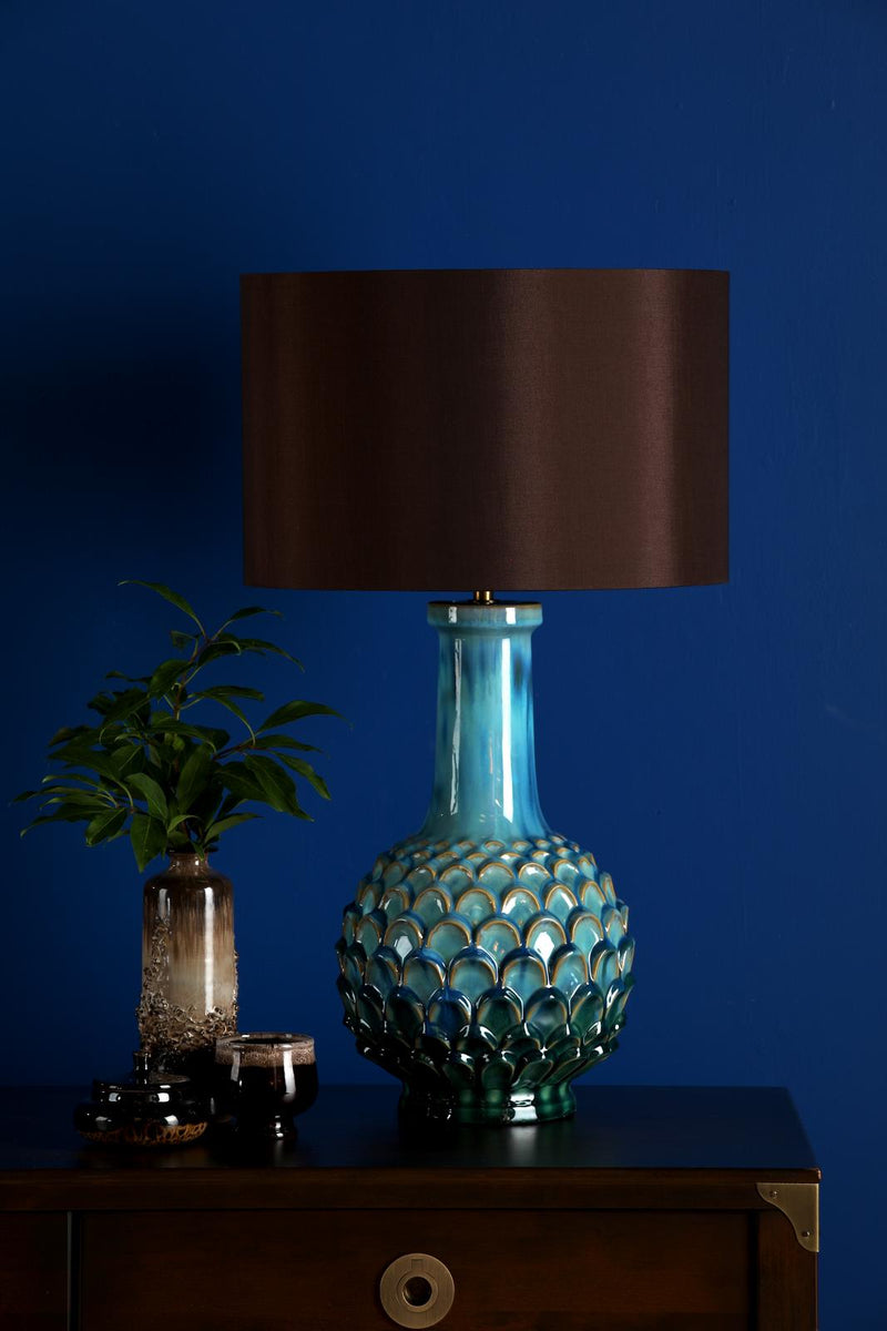 Dar Lighting Edlyn Table Lamp Blue With Shade • EDL4223-VOY1422