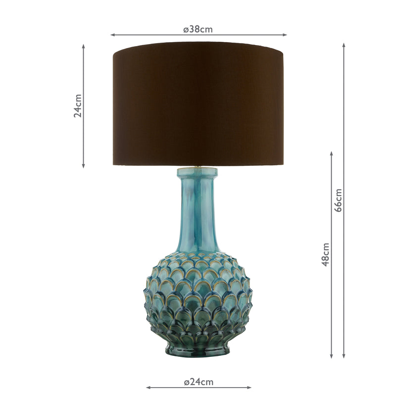 Dar Lighting Edlyn Table Lamp Blue With Shade • EDL4223-VOY1422