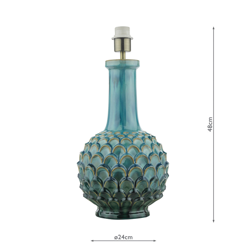 Dar Lighting Edlyn Table Lamp Blue Reactive Glaze Base Only • EDL4223