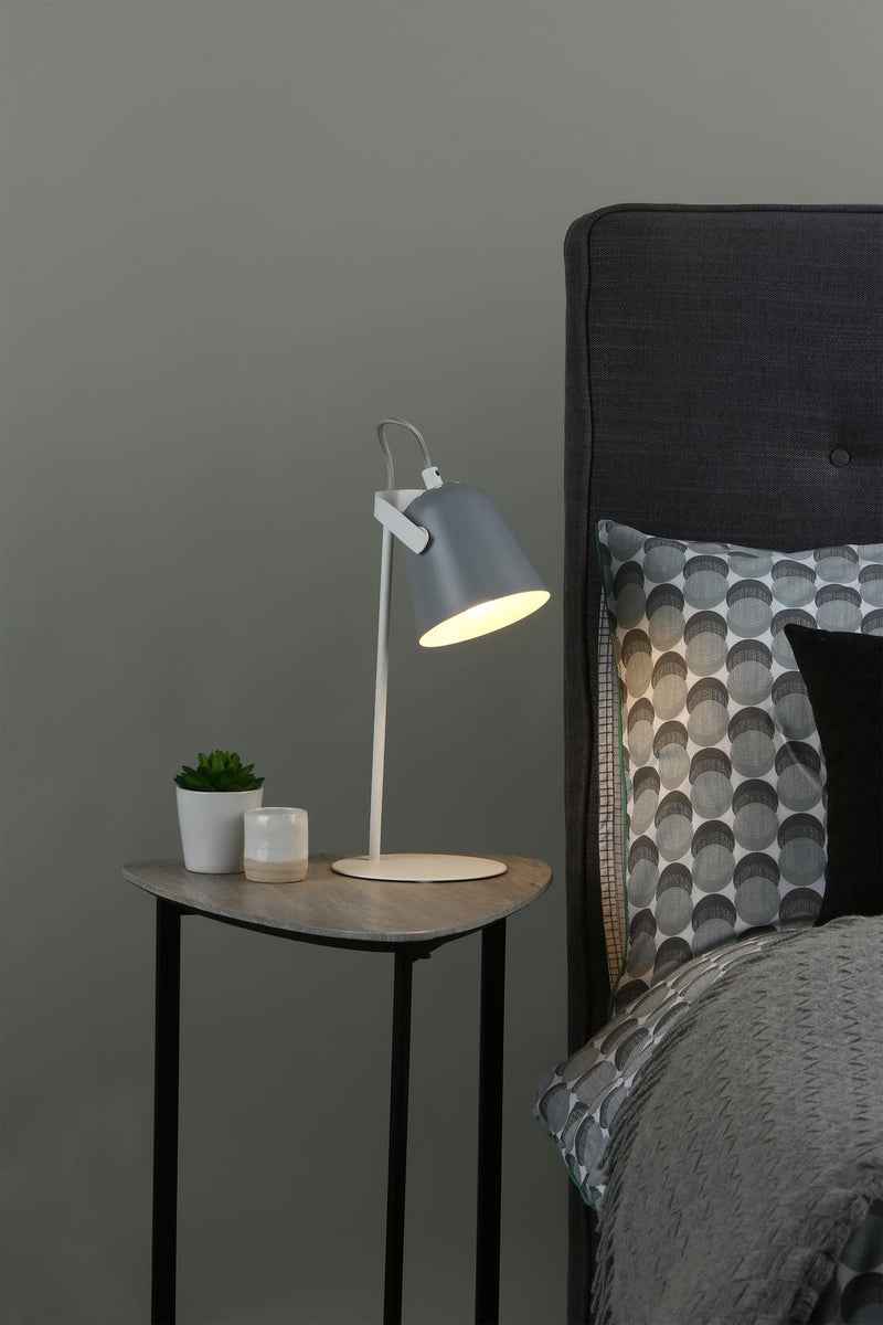 Dar Lighting Effie Table Lamp Soft Matt Grey and White • EFF4139