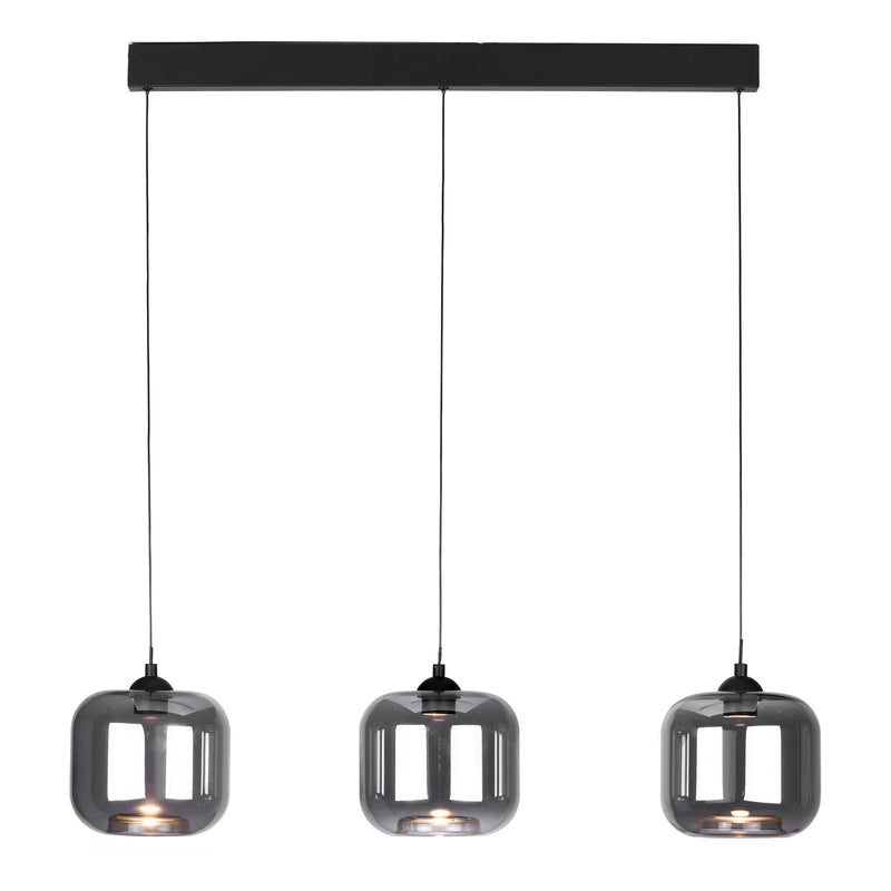 Dar Lighting Eileen 3 Light Bar Pendant Matt Black and Smoked Glass LED • EIL0322-AID6510B