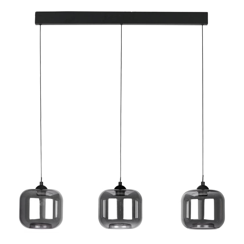 Dar Lighting Eileen 3 Light Bar Pendant Matt Black and Smoked Glass LED • EIL0322-AID6510B