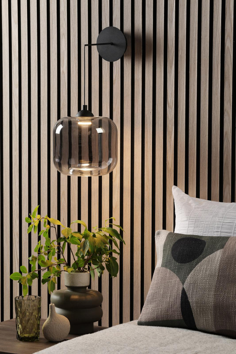 Dar Lighting Eileen Pendant/Wall Light Matt Black and Smoked Glass LED • EIL0722-AID6510B