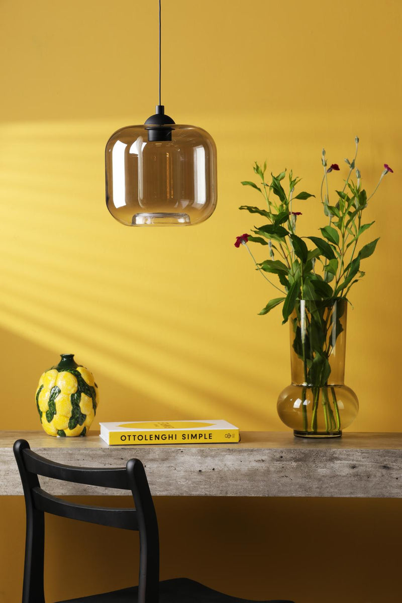 Dar Lighting Eileen Pendant/Wall Light Matt Black and Smoked Glass LED • EIL0722-AID6510B