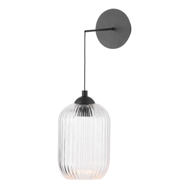 Dar Lighting Eileen Pendant/Wall Light Matt Black and Ribbed Glass LED • EIL0722-SAW6508