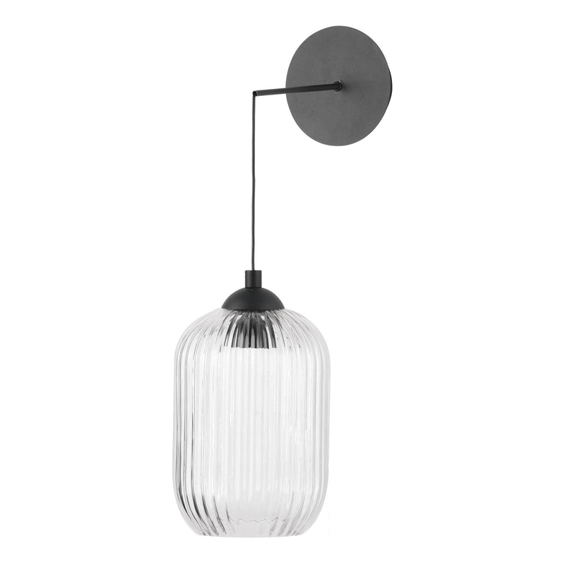 Dar Lighting Eileen Pendant/Wall Light Matt Black and Ribbed Glass LED • EIL0722-SAW6508
