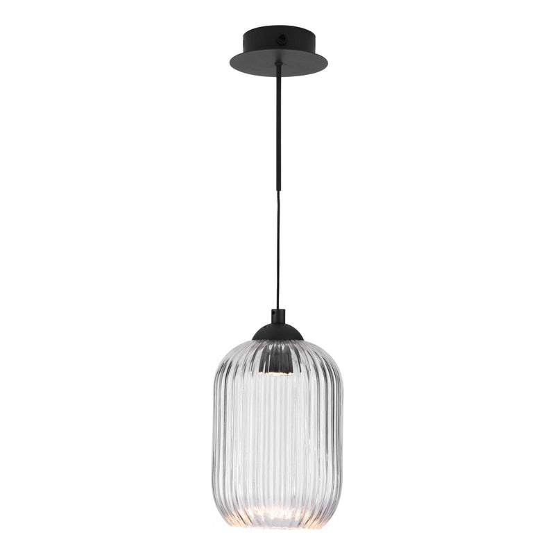 Dar Lighting Eileen Pendant/Wall Light Matt Black and Ribbed Glass LED • EIL0722-SAW6508