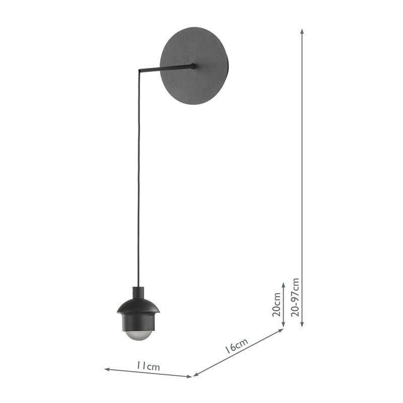 Dar Lighting Eileen Pendnant/Wall Light Matt Black LED Fitting Only • EIL0722