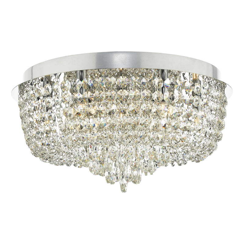 Dar Lighting Eitan 9 Light Beaded Flush Clear and Polished Chrome • EIT5008