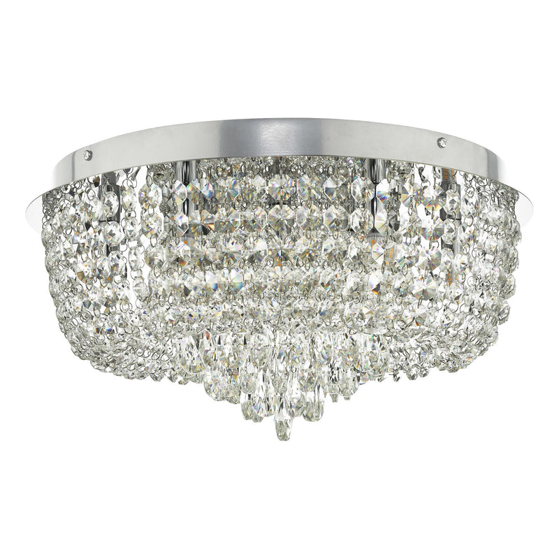 Dar Lighting Eitan 9 Light Beaded Flush Clear and Polished Chrome • EIT5008
