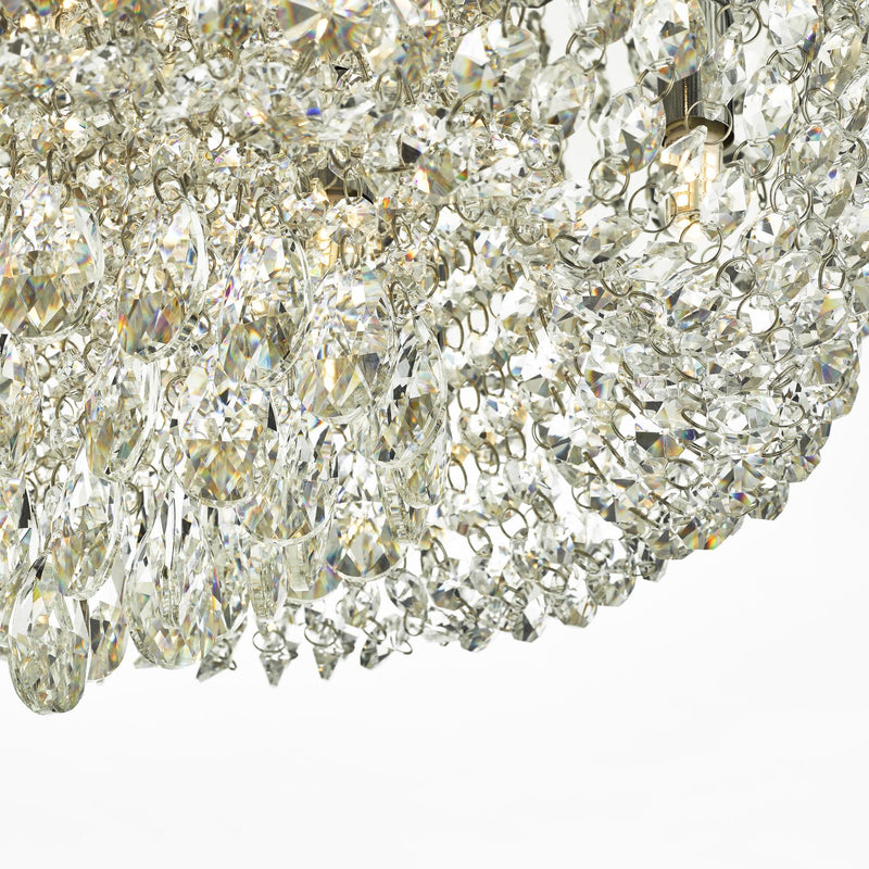 Dar Lighting Eitan 9 Light Beaded Flush Clear and Polished Chrome • EIT5008