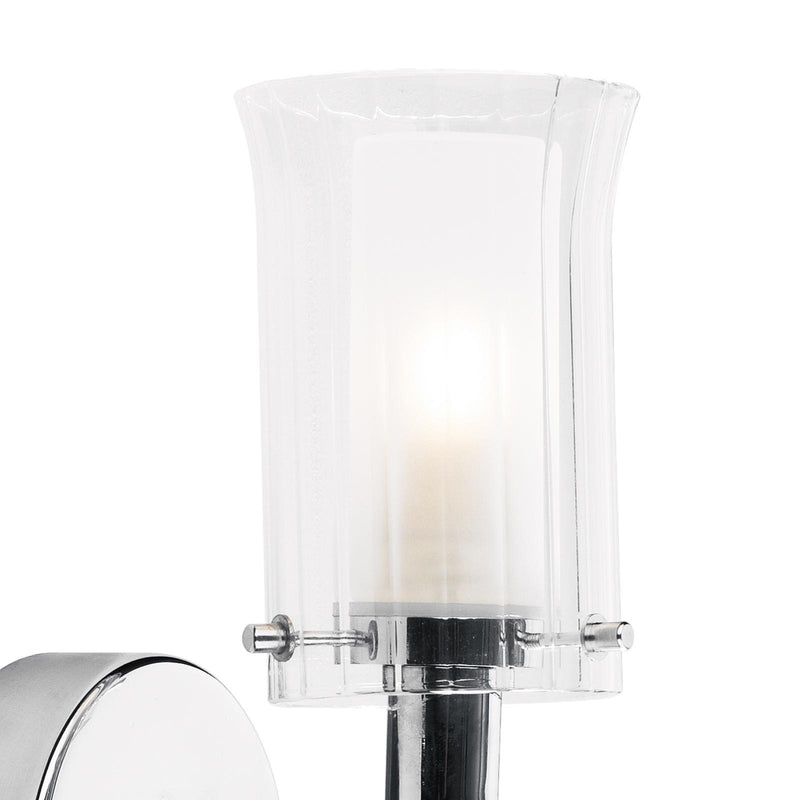 Dar Lighting Elba Bathroom Wall Light Polished Chrome Glass IP44 • ELB0750